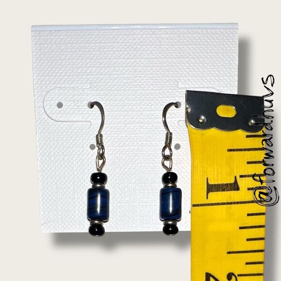 Bundle Sale 3 for $15 | Hand Crafted Blue & Black Bead Earrings - Picture 5 of 7